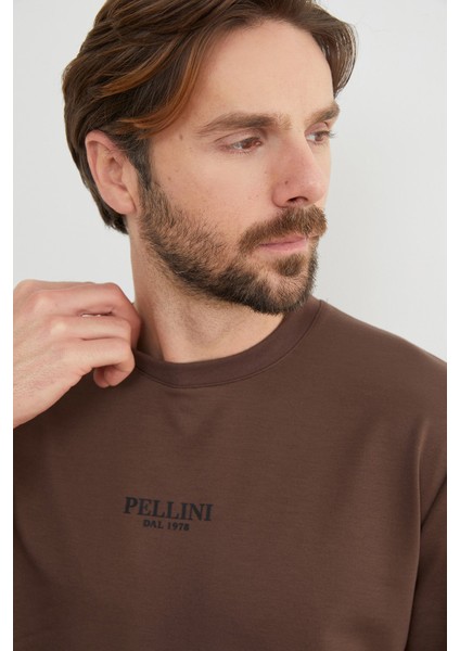 Pellını Yazı Kabartmalı Bisiklet Yaka Sweatshirt modelleri