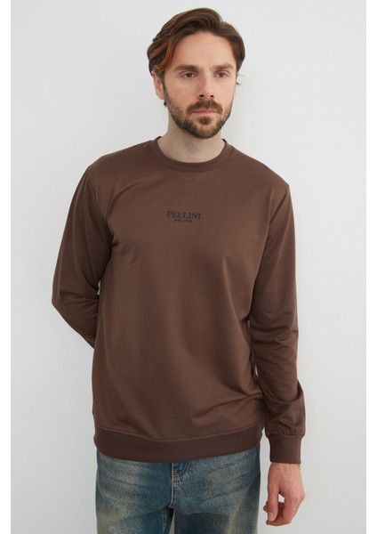 Pellını Yazı Kabartmalı Bisiklet Yaka Sweatshirt fırsatları