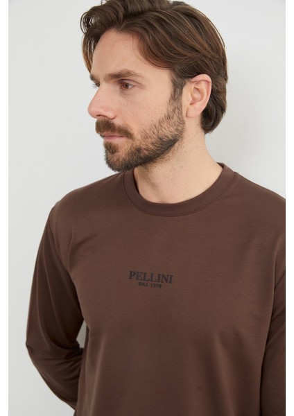 Pellını Yazı Kabartmalı Bisiklet Yaka Sweatshirt indirimleri