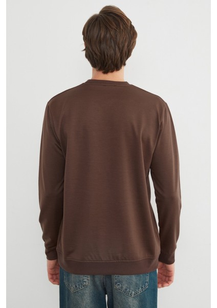 Pellını Yazı Kabartmalı Bisiklet Yaka Sweatshirt