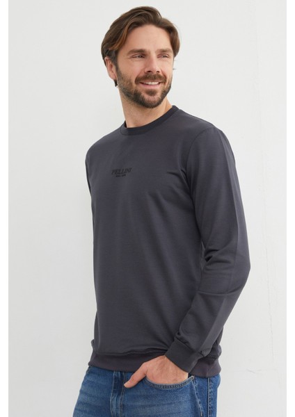 Pellını Yazı Kabartmalı Bisiklet Yaka Sweatshirt fiyatları