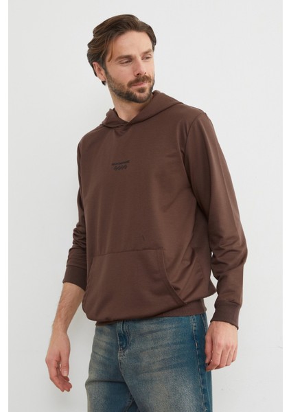 Mountaın Range Yazı Baskılı Kapüşonlu Sweatshirt