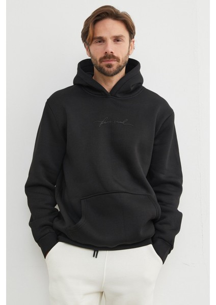 3 Iplik Free Soul Yazı Baskılı Kapüşonlu Sweatshirt