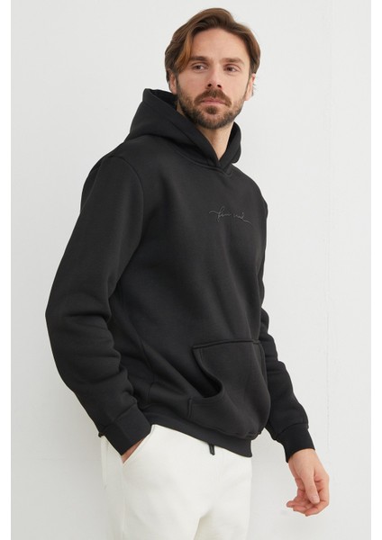 3 Iplik Free Soul Yazı Baskılı Kapüşonlu Sweatshirt fiyatları