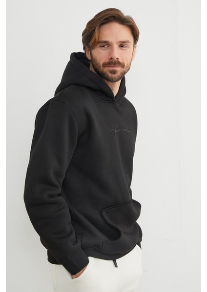 3 Iplik Free Soul Yazı Baskılı Kapüşonlu Sweatshirt fırsatları