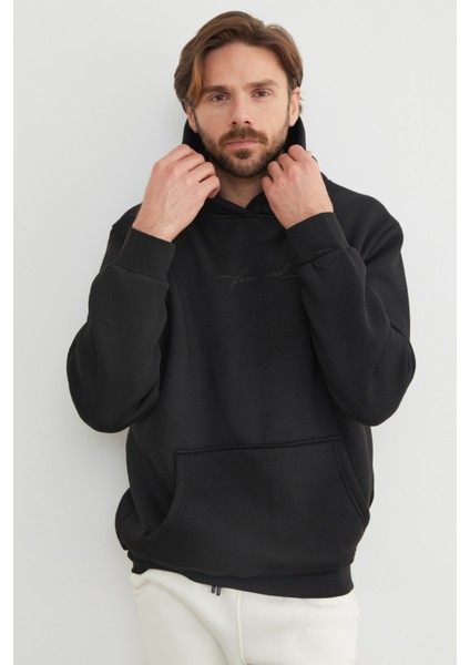 3 Iplik Free Soul Yazı Baskılı Kapüşonlu Sweatshirt indirimleri