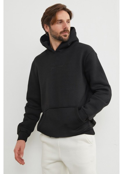 3 Iplik Free Soul Yazı Baskılı Kapüşonlu Sweatshirt