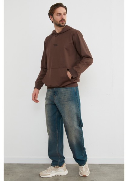 Mountaın Range Yazı Baskılı Kapüşonlu Sweatshirt modelleri