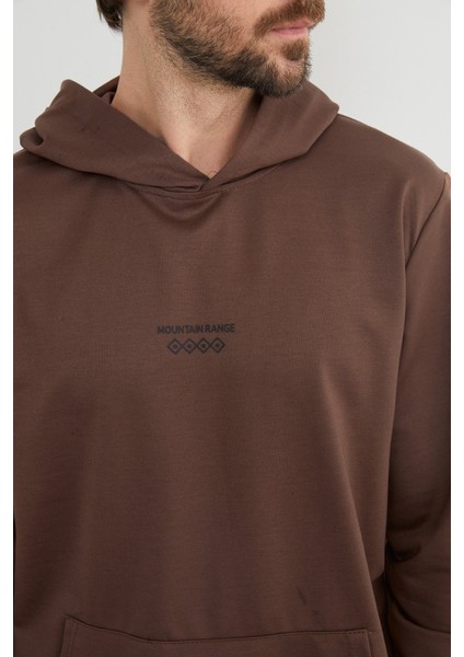 Mountaın Range Yazı Baskılı Kapüşonlu Sweatshirt indirimleri