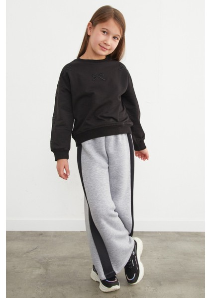 3 Iplik Yanları Şeritli Beli Lastikli Kız Çocuk Eşofman Altı