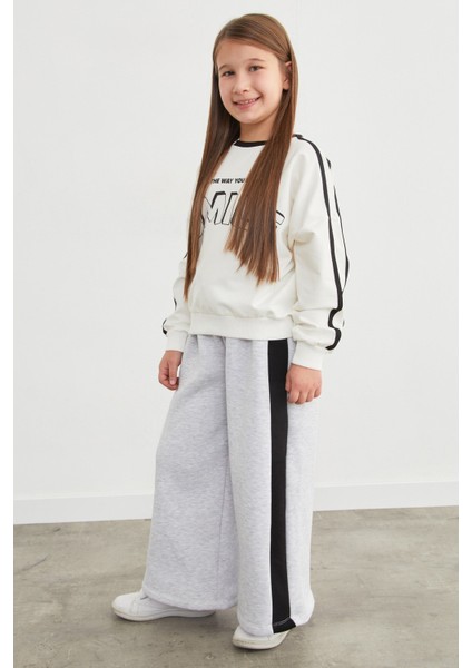 3 Iplik Yanları Şeritli Beli Lastikli Kız Çocuk Eşofman Altı