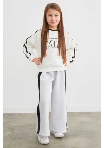 3 Iplik Yanları Şeritli Beli Lastikli Kız Çocuk Eşofman Altı modelleri