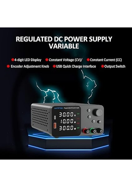 Değişken Dc Güç Kaynağı 30V 10A 4 Haneli LED Ekranlı Masaüstü Güç Kaynağı Enkoder Ayar Düğmeli Ayarlanabilir Anahtarlamalı Güç Kaynağı Çıkış Etkinleştirme/devre Dışı Bırakma Düğmesi modelleri
