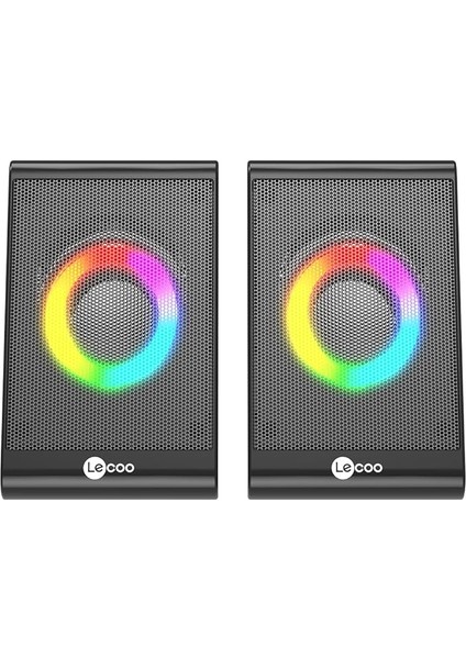 DS100 Kablolu (Usb+3.5mm) 1+1 Stereo Surround Ses 6W Rgb Aydınlatmalı Gelişmiş Ses ve Tak Çalıştır Kolay Kurulum Soundbar 410G Kompakt Masaüstü Hoparlör Siyah (Çifti Olarak Satılır)