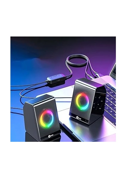 DS100 Kablolu (Usb+3.5mm) 1+1 Stereo Surround Ses 6W Rgb Aydınlatmalı Gelişmiş Ses ve Tak Çalıştır Kolay Kurulum Soundbar 410G Kompakt Masaüstü Hoparlör Siyah (Çifti Olarak Satılır) indirimleri