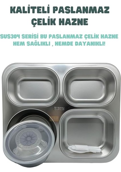Bento 1200ML Lunchbox Tek Katlı 4 Bölmeli ve Kaseli Çelik Sefer Tası Yemek Kutusu (Turuncu) fiyatları