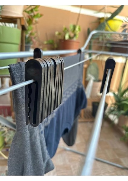 Way 20 Adet Yeni Nesil Iz Bırakmaz Ataç Mandal Dayanıklı Elbise Kurutma Mandalı (Siyah)