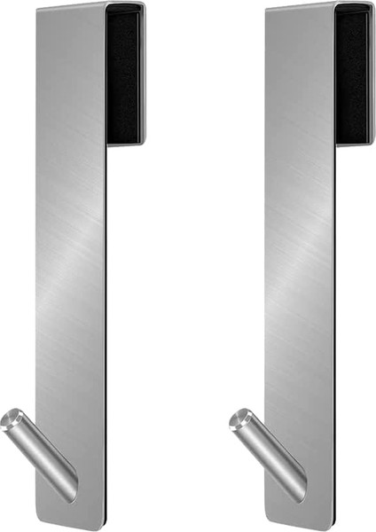 Delmeden Duş Kancası, Duş Duvarı Için 2 Adet Kapı Kancası, Paslanmaz Çelik Havlu Askısı, Asmak Için Duş Kancası, Kauçuk Korumalı, Duşakabin, Cam Duş Duvarı, (17,8cm Gümüş)