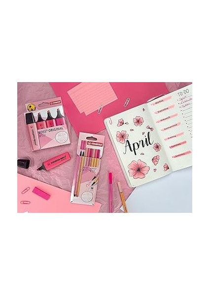 - Premium Keçeli Kalemler ve Ince Uçlu Kalemler - Pen 68 Point 88 - Pembe Tonları - 8'li Paket indirimleri