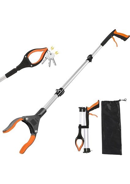 Yaşlılar Için 109 cm Katlanabilir Kıskaç Mıknatıslı Tutma Kolu 360° Döndürülebilir Başlık Alüminyum Çöp Maşası Kavrama Pensesi Çöp / Çöp Toplama Için Uzun Tutma Aleti El Kavrama (Turuncu)