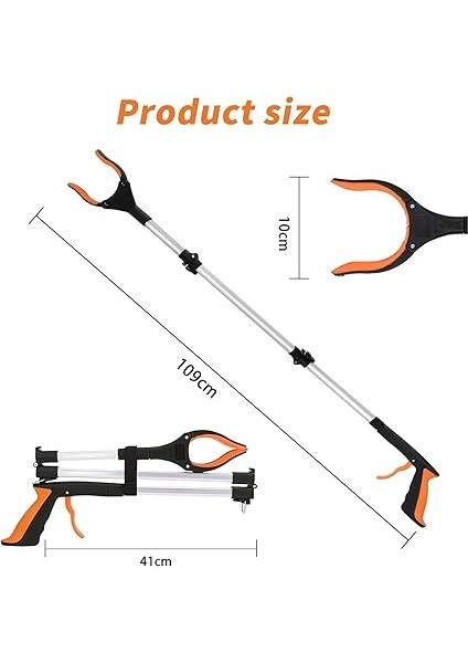 Yaşlılar Için 109 cm Katlanabilir Kıskaç Mıknatıslı Tutma Kolu 360° Döndürülebilir Başlık Alüminyum Çöp Maşası Kavrama Pensesi Çöp / Çöp Toplama Için Uzun Tutma Aleti El Kavrama (Turuncu) fiyatları