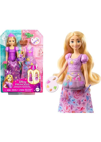 Disney Prensesi Oyuncakları, 2 Farklı Görünüme Sahip Rapunzel Bebek, 9 Aksesuar, Takılıp Çıkarılabilen 2 Büstiyer ve 2 Etek, Disney Karmakarışık'tan Ilham Alan 2'si 1 Arada Hikayeler, JBG09
