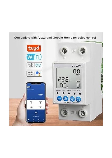 Wifi Akıllı Kaçak Koruma Anahtarı Akım Gerilim Izleme Devre Kesici Zamanlayıcı Fonksiyonu Güç Ölçer Ses Kontrolü Için Alexa ve Google Home ile Uyumlu fiyatları