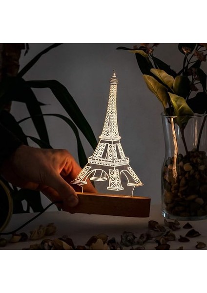 Eyfel Kulesi 3 Boyutlu LED Masa Lambası - USB Bağlantılı Sarı Işık fiyatları