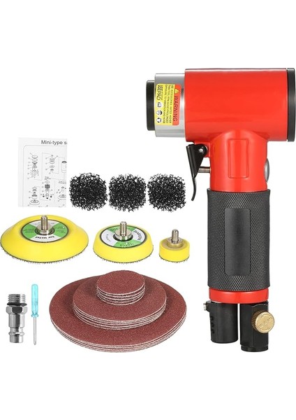 Inç Kum Diskli Mini Havalı Zımpara Makinesi Rastgele Yörüngeli Pnömatik Zımpara Makinesi Havalı Zımparalayıcılar ve Parlatıcı, Araba Güzelliği Için 15 Zımpara Kağıdı ile Ağaç Işleme Zımpara