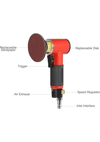 Inç Kum Diskli Mini Havalı Zımpara Makinesi Rastgele Yörüngeli Pnömatik Zımpara Makinesi Havalı Zımparalayıcılar ve Parlatıcı, Araba Güzelliği Için 15 Zımpara Kağıdı ile Ağaç Işleme Zımpara fırsatları