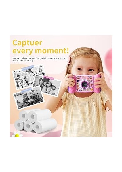 Kamerası Için Termal Kağıt (5 Rulo), Çocuk Kamerası, Çocuk Kamerası, Anında Baskı Kağıdı, Termal Yazıcı Kağıdı, Beyaz, Mürekkepsiz Baskı Kağıdı, Kolayca Değiştirilebilir modelleri