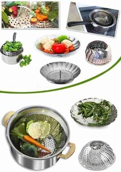 Buharda Pişirme Aparatı, Metal Buharda Pişirici, Katlanabilen Buharda Pişirme Aleti indirimleri