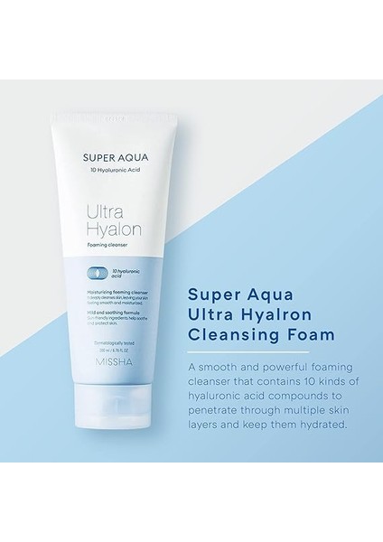 10 Farklı Hyalüronik Asit Içeren Cilt Temizleme Köpüğü Super Aqua Ultra Hyalon Cleansing Foam fiyatları