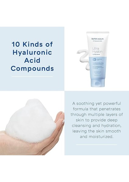10 Farklı Hyalüronik Asit Içeren Cilt Temizleme Köpüğü Super Aqua Ultra Hyalon Cleansing Foam fırsatları