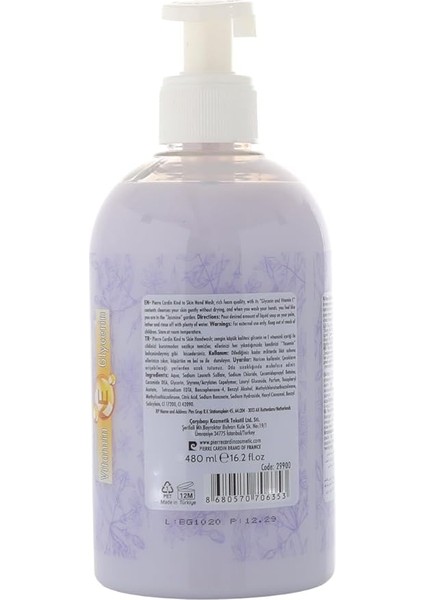 Cardin Kind To Skin Yasemin Özlü E Vitaminli Nemlendirici Sıvı El Sabunu- 480 ml fiyatları