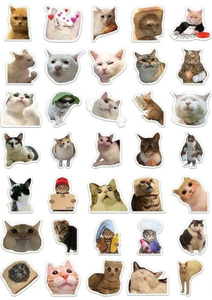 Major Selection "kedi Mood Sticker Seti" 35 Adet - Bullet Journal - Ajanda -Planner - Defter - Laptop-Tablet Için