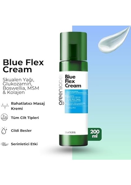 Blue Flex Cream - Köpek Balığı Kıkırdağı &amp; Glukozamin &amp; Msm Vücut Jeli 200 ml fiyatları