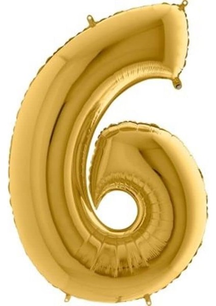 Vitrini 6 Rakamlı 16 Inç Gold Renk Folyo Balon 36 cm (Altın)