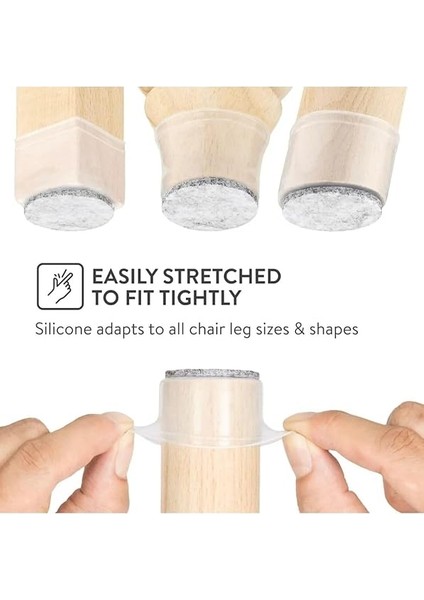 Adet Yarı Saydam (3cm–3,5cm) Beyaz Silikon Keçeli Sandalye Ayağı Koruyucu Pabuç Seti fiyatları