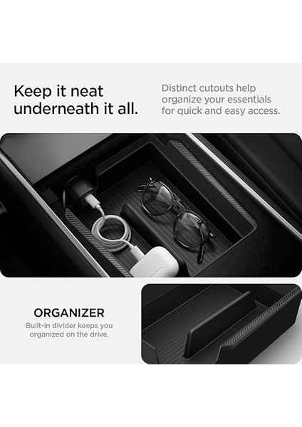 Tesla Model Y (2024-2023) &amp; Model 3 (2023) Kol Dayama (Kolçak) Konsol Içi Düzenleyici TO224 Black - ACP06258 modelleri