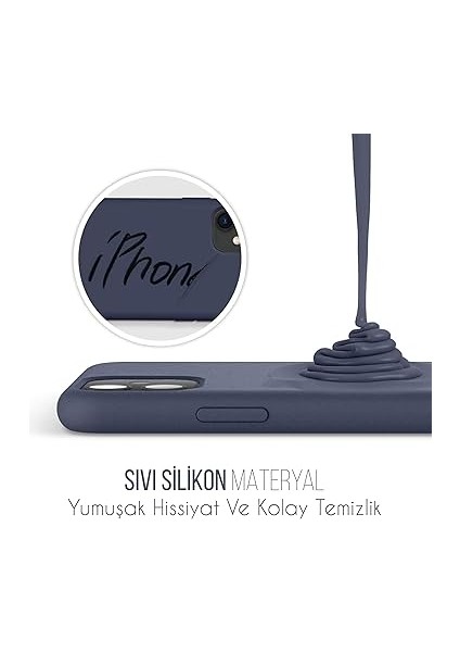 Kılıf Ince Sıvı Silikon 3 Katmanlı Tam Kaplamalı Yumuşak Jel Kauçuk Kılıf Kapak (Lacivert, iPhone 12/12 Pro) fiyatları