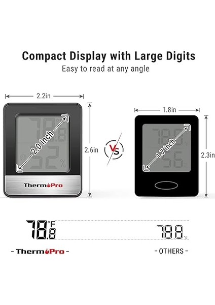 TP49 2 Parça Dijital Higrometre Iç Mekan Termometre Nem Ölçer Oda Termometresi Sıcaklık ve Nem Monitörü ile Mini Higrometre Siyah Hava Istasyonu fırsatları