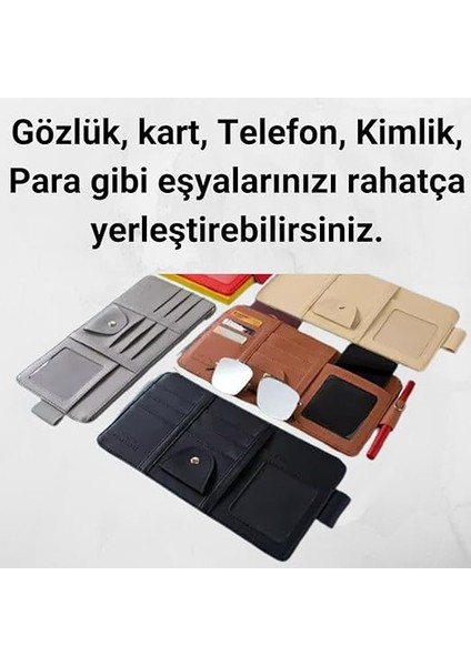 Mobile Organizer Güneşlik Araç Cüzdanı, Telefon Tutucu, Gözlük, Kartlık, Kimlik, Para, Kalem Tutucu Siyah fiyatları