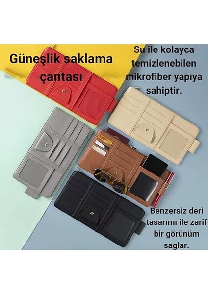 Mobile Organizer Güneşlik Araç Cüzdanı, Telefon Tutucu, Gözlük, Kartlık, Kimlik, Para, Kalem Tutucu Siyah fırsatları
