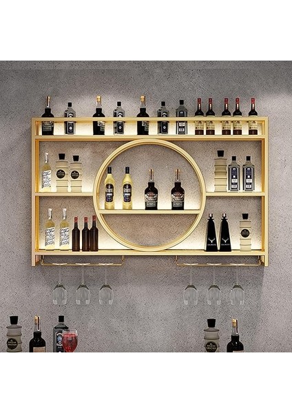 Monte LED Işık Demir Şarap Rafı Cam Tutucu ile Yükseltme Metal Bar Rafı Mutfak ve Oturma Odası Için Şarap ve Likör Şişesi Depolama Için Mükemmel indirimleri