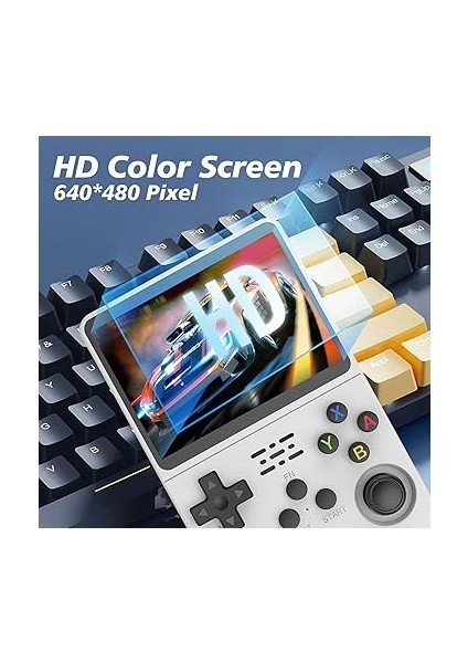 El Oyun Konsolu, Retro El Video Oyun Konsolu 3.5 Inç IPS Ekran Açık Kaynak Linux Sistemi Dahili 15000+ Oyun, 32G+64G Tf Kart, Beyaz modelleri