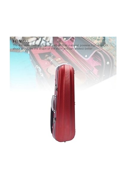 Kılıfı, Taşınabilir Karbon Fiber Hardshell 4/4 Tam Boyutlu Keman Kilidi Kırmızı indirimleri
