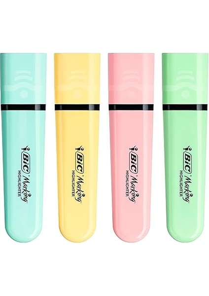 Marking Flat Higlighter Pastel Fosforlu Kalem 4'lü Blister, 4 Pastel Renk (Sarı, Mavi, Pembe, Yeşil), Su Bazlı, Hızlı Kuruyan Mürekkep fiyatları