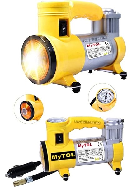 Araba Oto Araç Lastik Şişirme Pompası Metal Gövde Kompresör