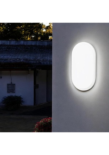 20W Oval Beyaz LED Nemliyer Armatür – IP65 Su Geçirmez Tavan/duvar Lambası, 6500K Beyaz Işık, 2000 Lümen, 27X16.7 Cm, Iç ve Dış Mekan Kullanıma Uygun, Banyo Balkon Bahçe Aydınlatması